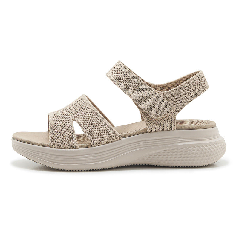 Orthoshift knit sandal in apricot, side profile