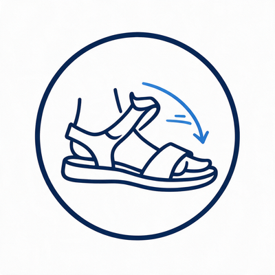 Illustration: sandal strap closing in one movement (easy on)